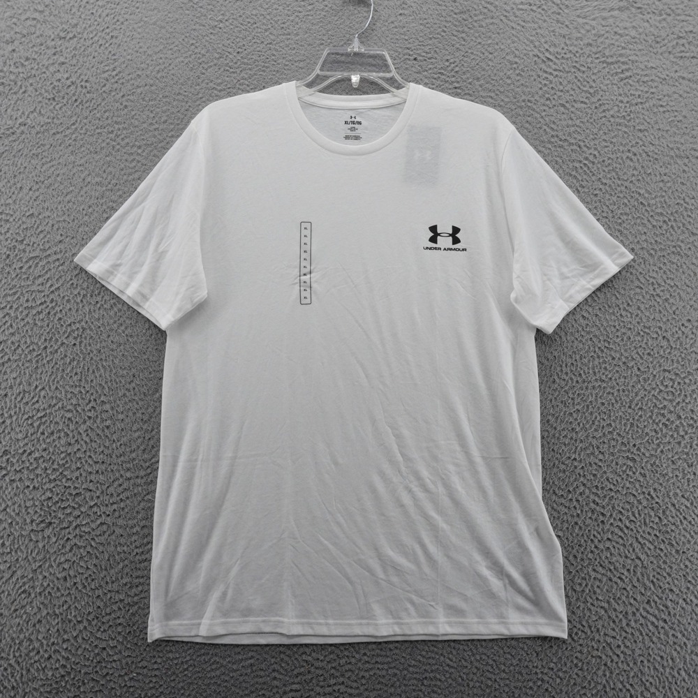 Under‎ Armour Mens XL White Short Sleeve Graphic Logo Loose Fit T-Shirt NEW
